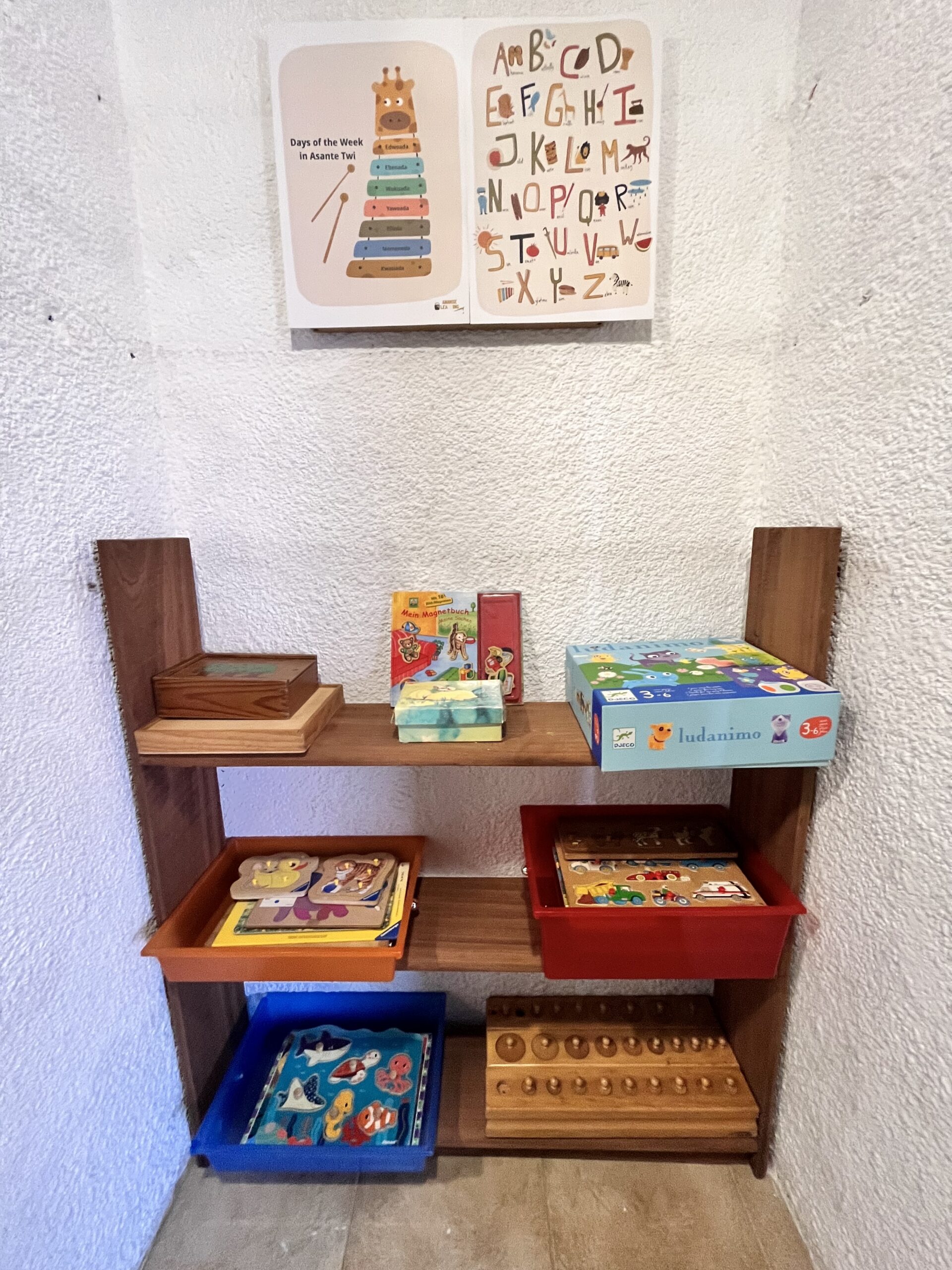 library space, activity shelf.